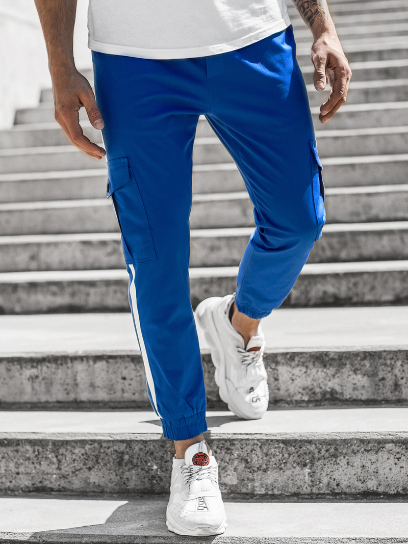 Ανδρικό παντελόνι chino jogger μπλε OZONEE DJ/5580