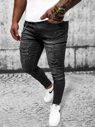 Ανδρικό τζιν παντελόνι mαύρος OZONEE O/MB465