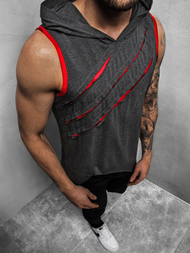 Ανδρικό μπλουζάκι με κουκούλα γραφίτη OZONEE O/1254Z