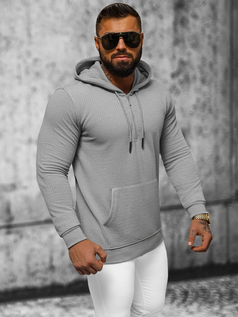 Ανδρικό Φούτερ με Κουκούλα Γκρί OZONEE O/TB2273