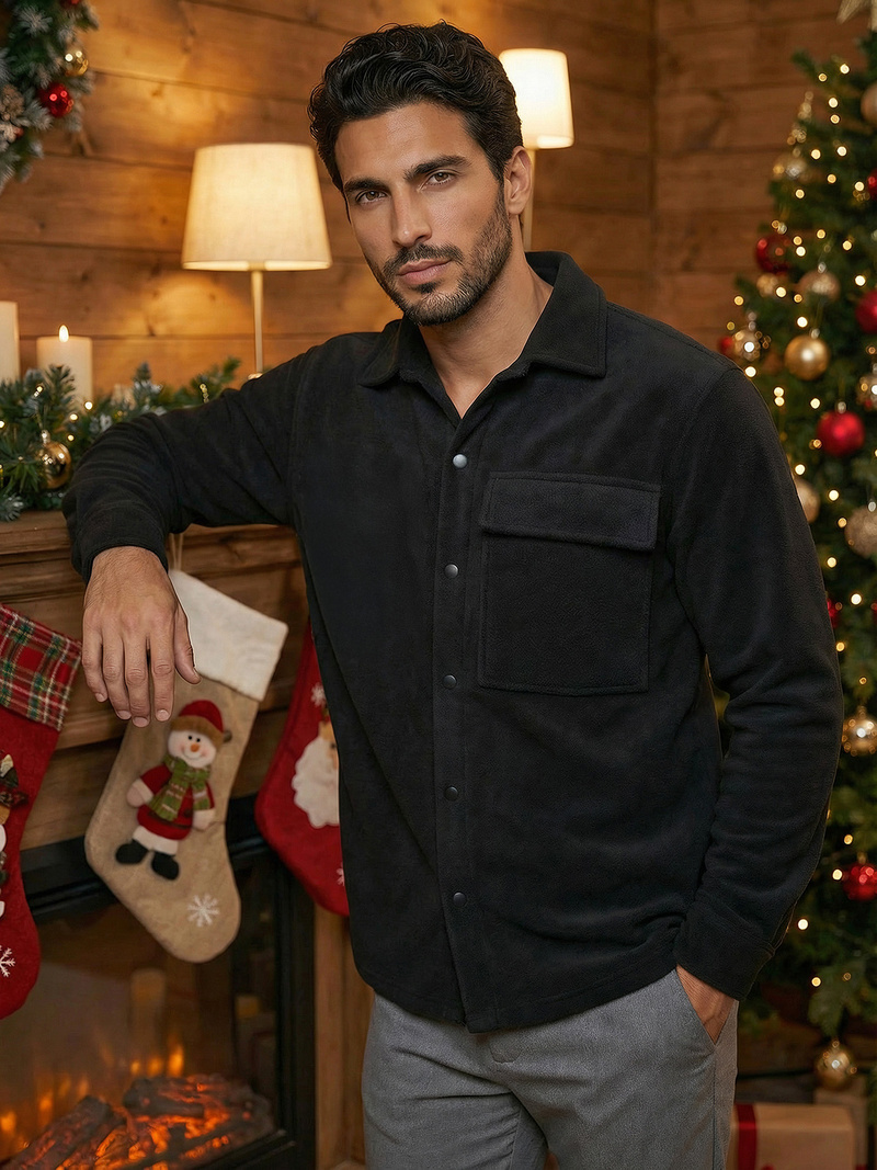 Ανδρικό πουκάμισο mαύρος OZONEE O/GOM23040Z