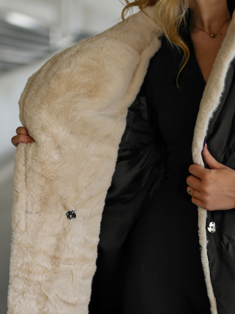 Γυναικείο μπουφάν mαύρο και άσπρο OZONEE JS/16M9168/392B