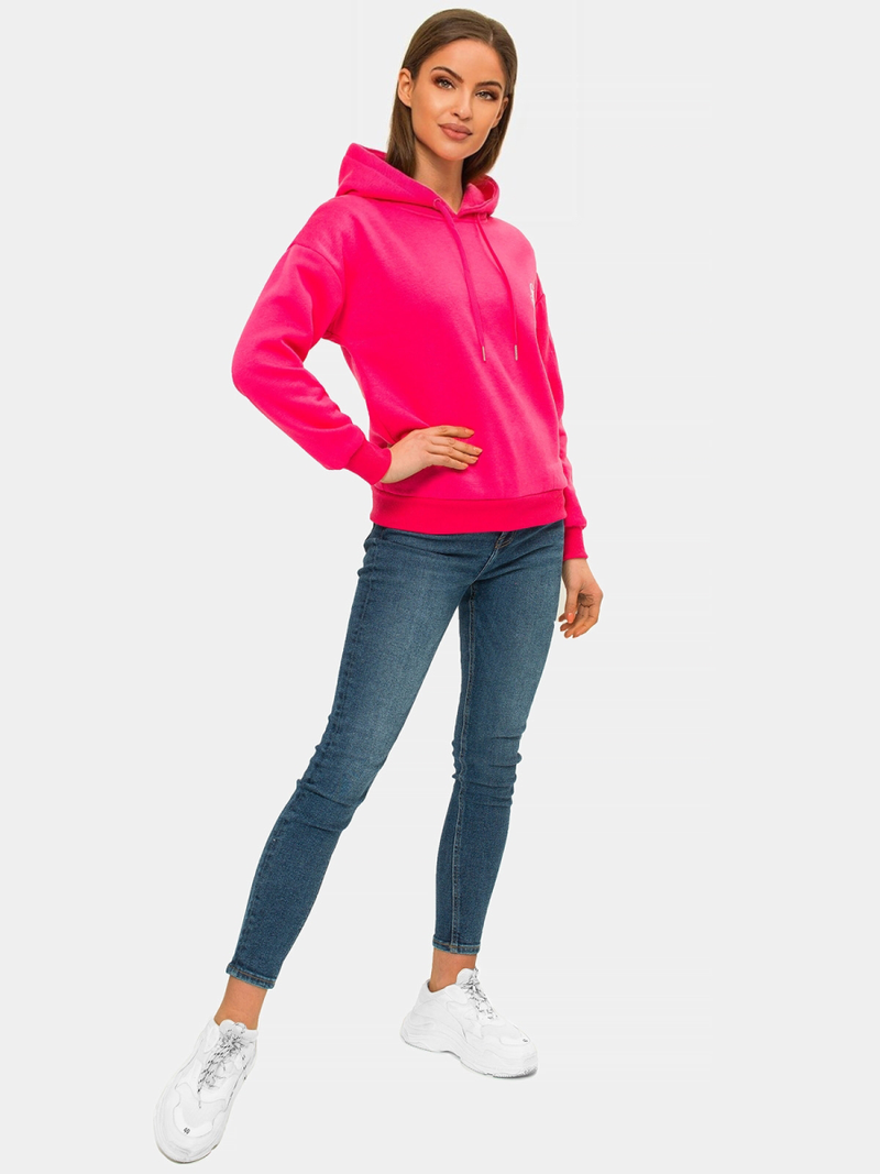 Γυναικείο φούτερ με κουκούλα Ροζ OZONEE JS/B26013