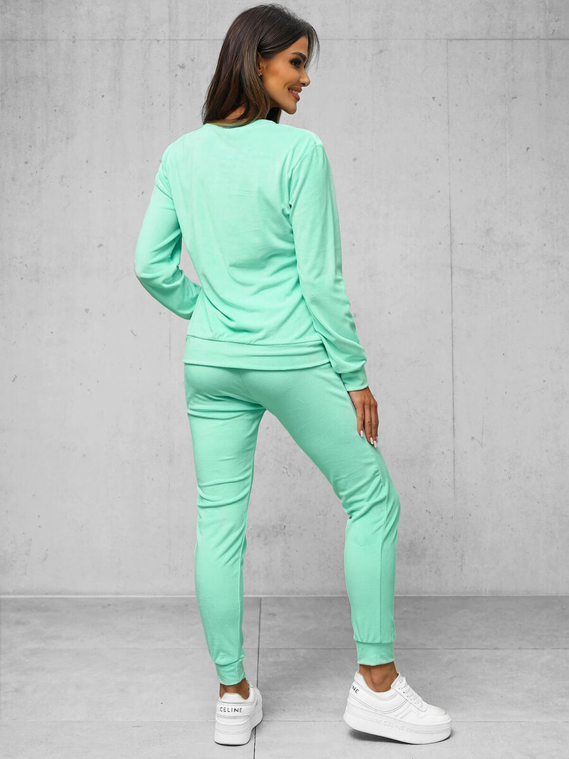 Γυναικείο βελούδινο σετ φόρμας σκούρο-μέντα OZONEE O/8C1173/139Z