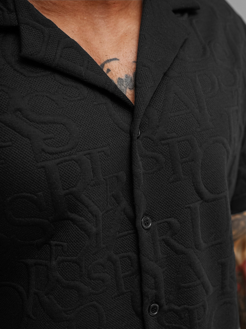 Ανδρικό πουκάμισο με κοντό μανίκι μαύρο OZONEE O/B2256