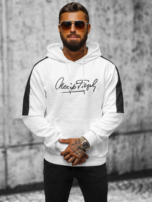 Ανδρικό Φούτερ με Κουκούλα λευκό OZONEE JS/3B572