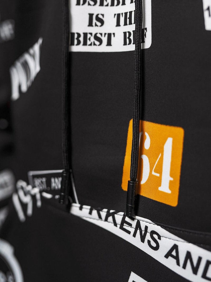 Ανδρικό Φούτερ με Kουκούλα Mαύρος OZONEE JS/8B1250/3