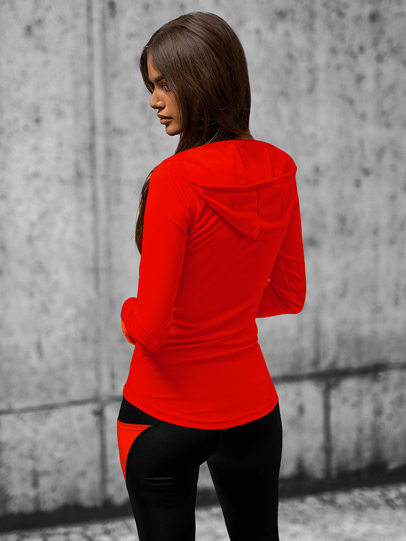 Γυναικείο φούτερ με φερμουάρ kόκκινο OZONEE JS/HD153/5