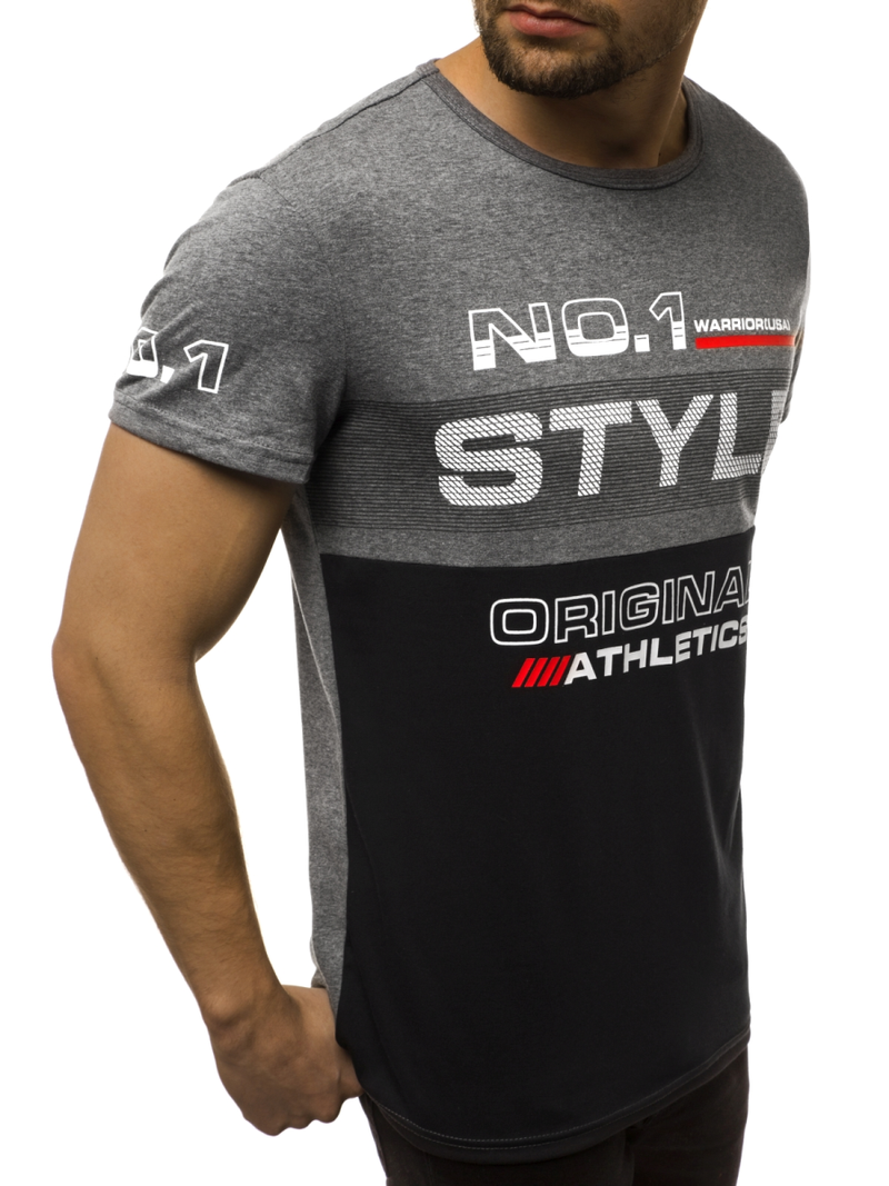 Ανδρικό μπλουζάκι γραφίτη-μαύρο OZONEE JS/SS10900