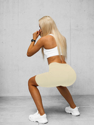 Κοντό eκρού γυναικείο κολάν OZONEE O/K5-J