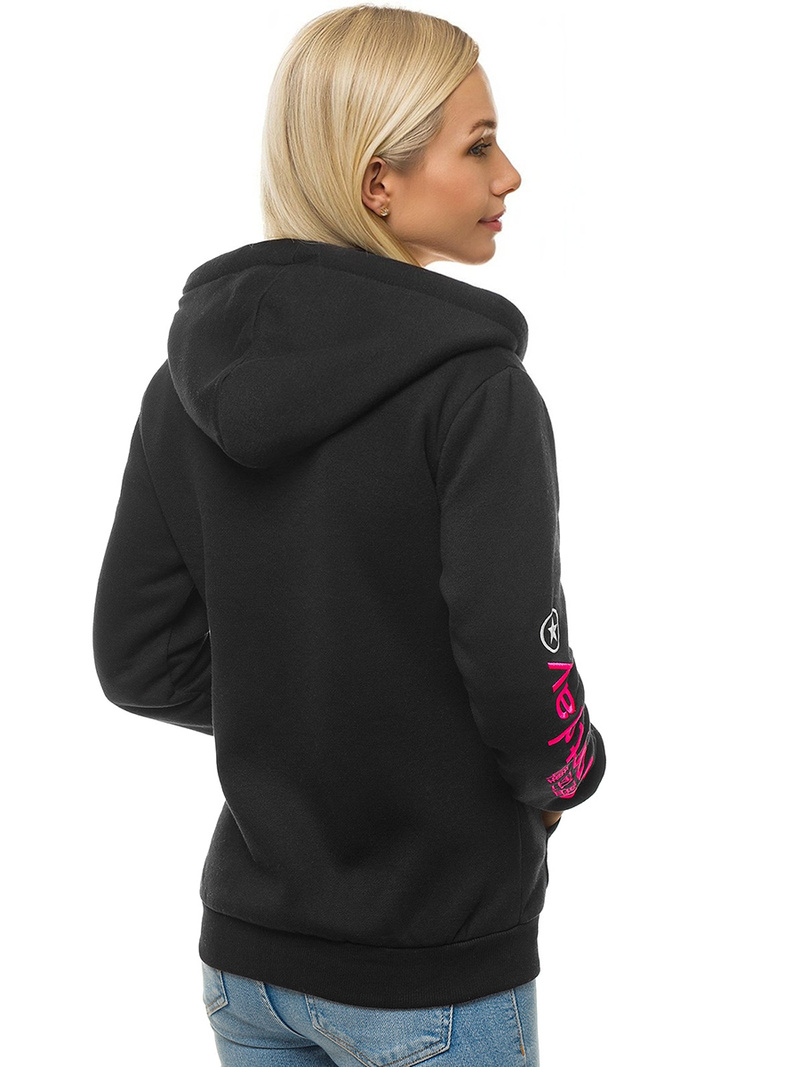 Γυναικείο φούτερ με κουκούλα μαύρο OZONEE JS/KSW3019