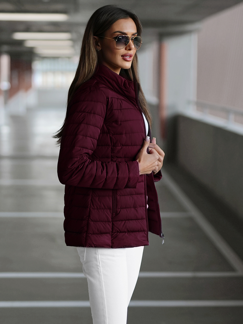 Γυναικείο μπουφάν σκούρο-μπορντό OZONEE JS/16M9109/01Z