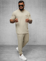 Ανδρικό μπλουζάκι mπεζ OZONEE O/Y960T