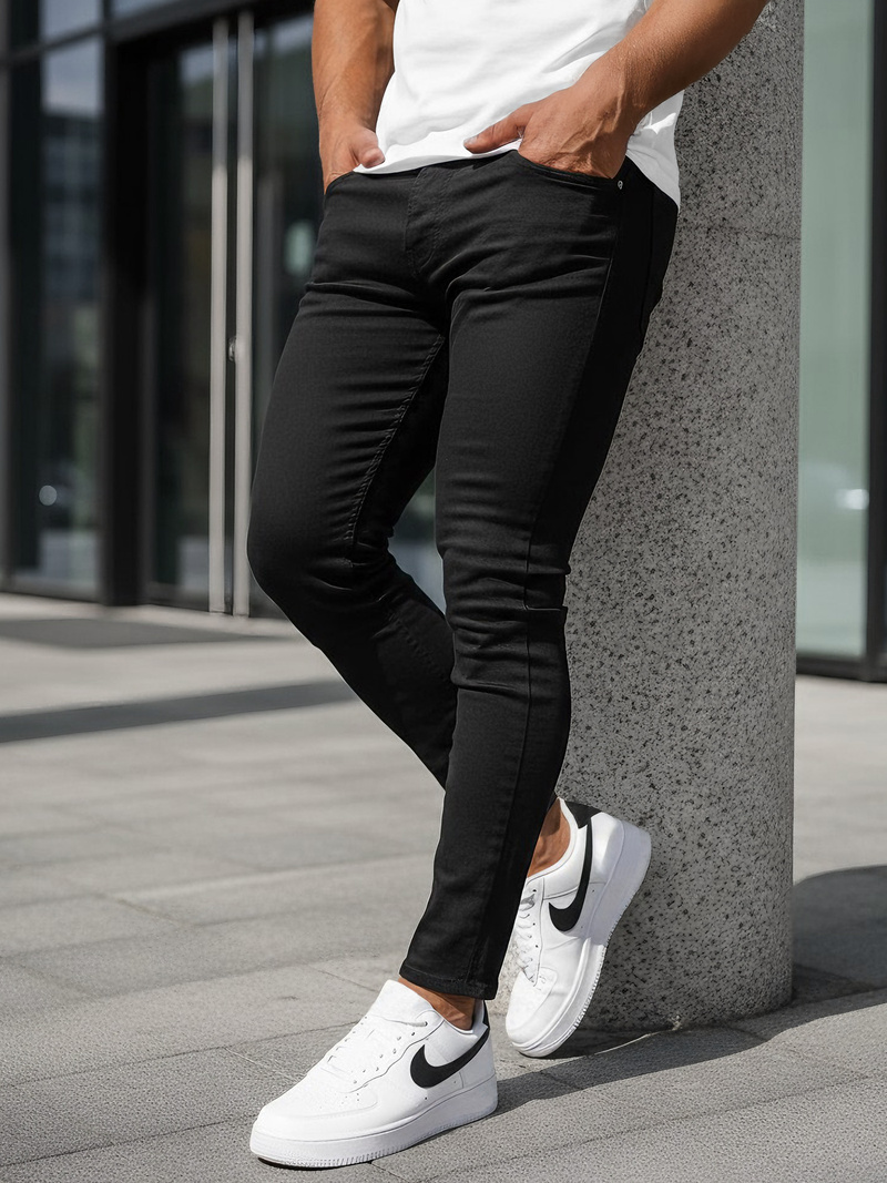 Ανδρικό τζιν παντελόνι mαύρος OZONEE DO/2807/1