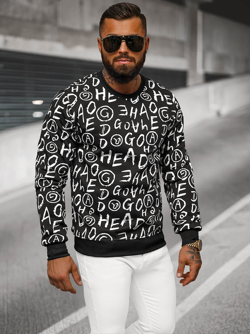 Ανδρικό Φούτερ Mαύρος OZONEE JS/8B1221/3