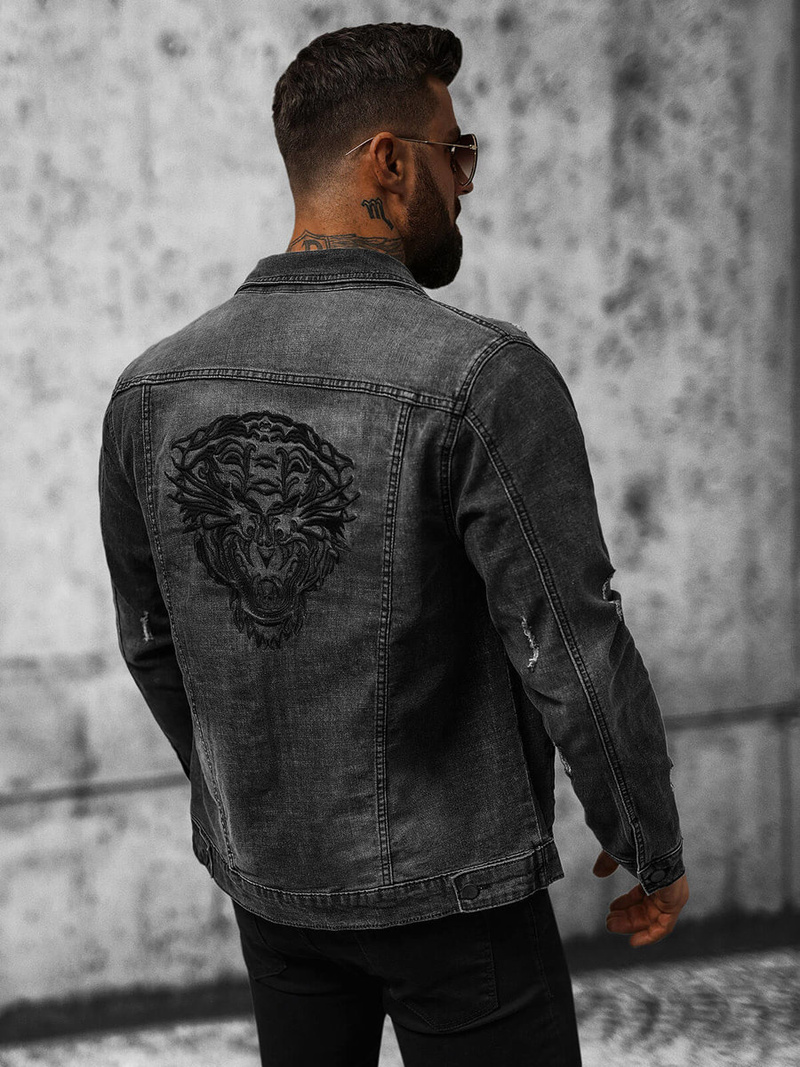 Ανδρικό τζιν μπουφάν mαύρος OZONEE NB/MJ515N