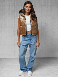 Γυναικείο αμάνικο μπουφάν χρυσός OZONEE JS/5M3190/84