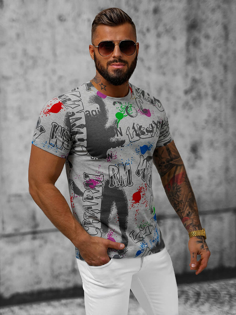 Ανδρικό μπλουζάκι Γκρί OZONEE JS/8T967