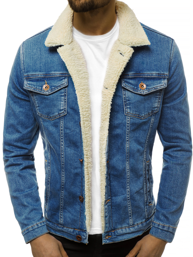 Ανδρικό τζιν μπουφάν ανοιχτό-μπλε OZONEE BN/5938