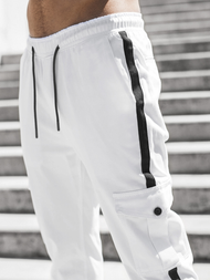 Ανδρικό παντελόνι chino jogger λευκό OZONEE DJ/5580