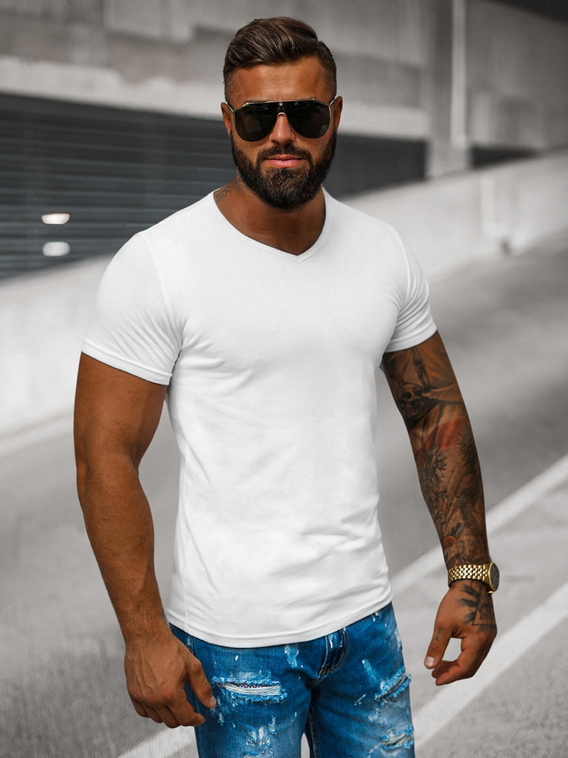 Ανδρικό μπλουζάκι λευκό OZONEE JS/712007Z