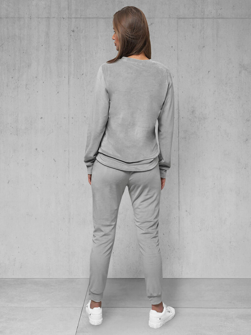 Γυναικείο βελούδινο σετ φόρμας Γκρί OZONEE O/8C1173/2Z