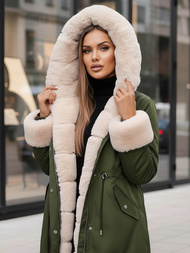 Γυναικείο χειμερινό μπουφάν Πράσινος OZONEE JS/M763/136Z