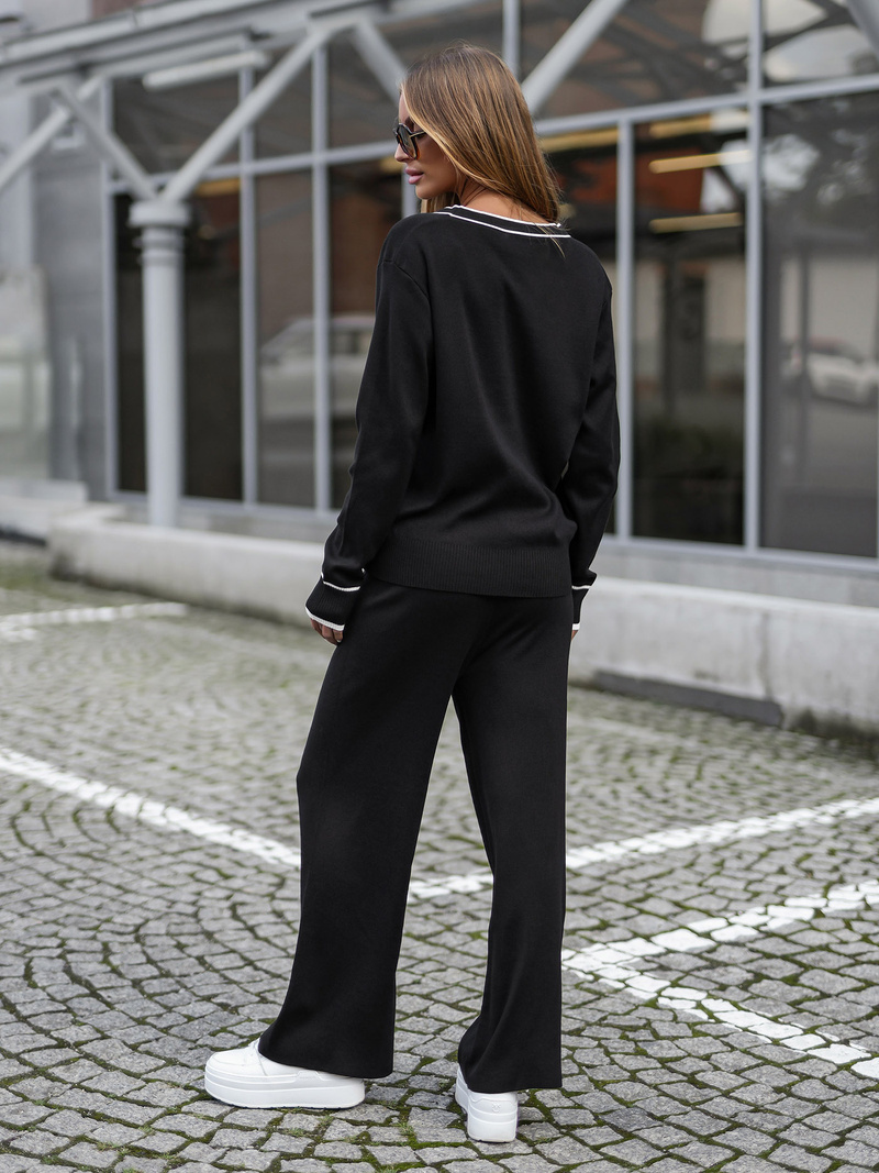 Γυναικείο σετ φόρμας δύο κομματιών mαύρος OZONEE JS/26C8802/3