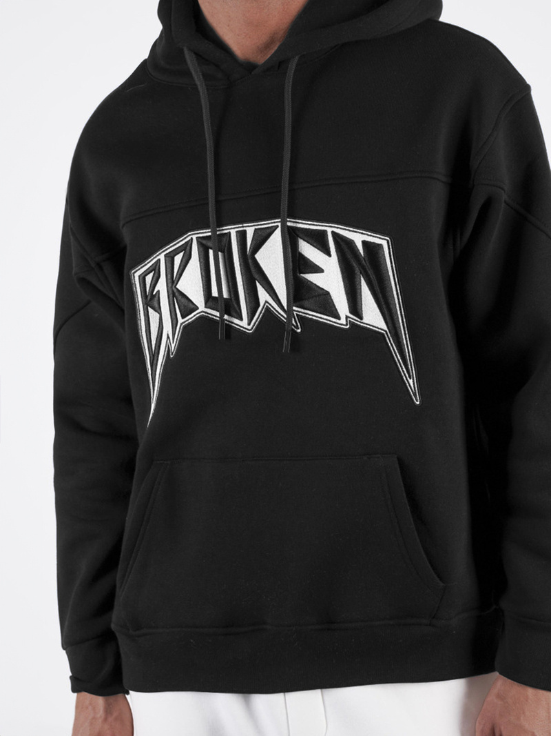 Φούτερ με Κουκούλα μαύρο OZONEE O/SWE23019Z