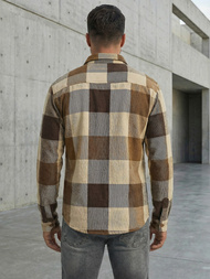 Ανδρικό πουκάμισο κάμελ OZONEE NB/MC728KZ