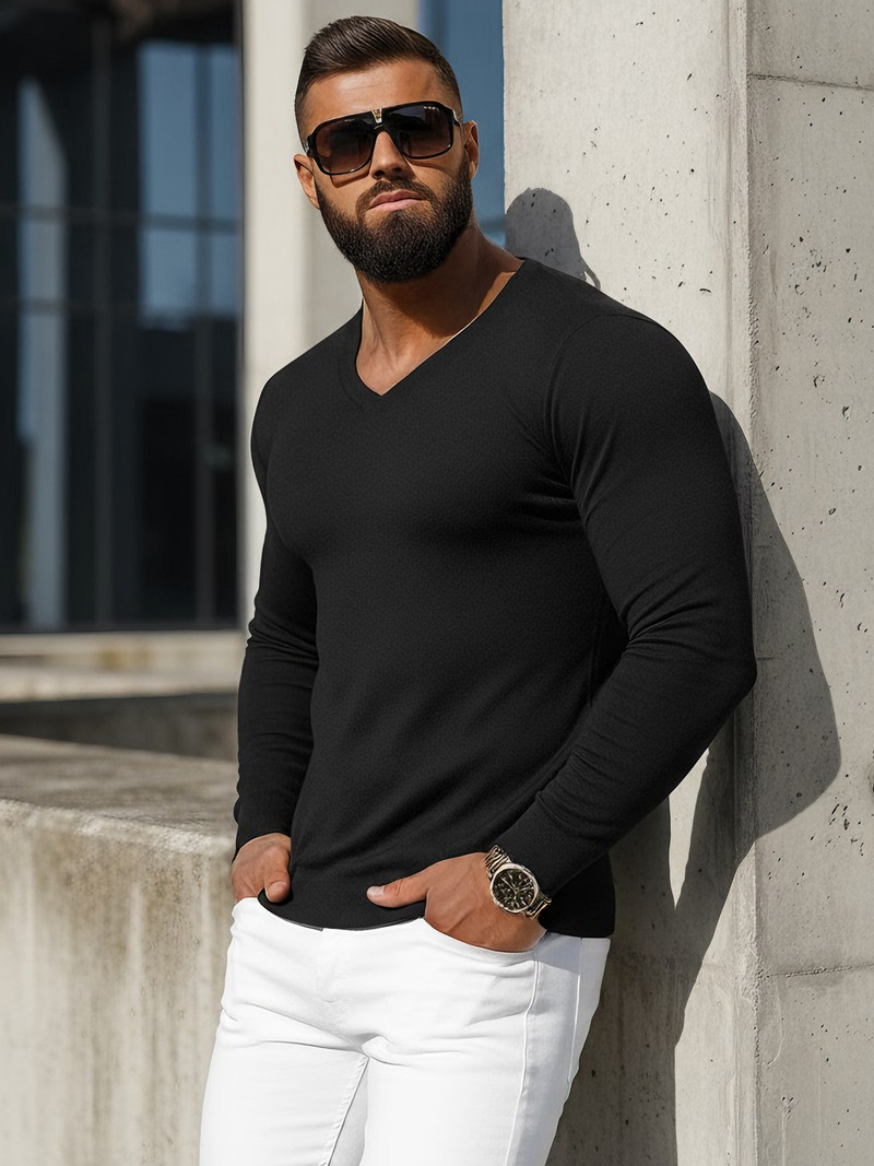 Ανδρικό πουλόβερ μαύρο OZONEE NB/MMB601/4Z