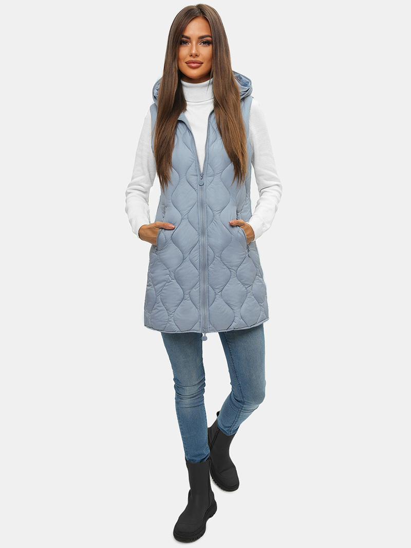 Γυναικείο αμάνικο μπουφάν Γαλάζιο OZONEE O/H928/101