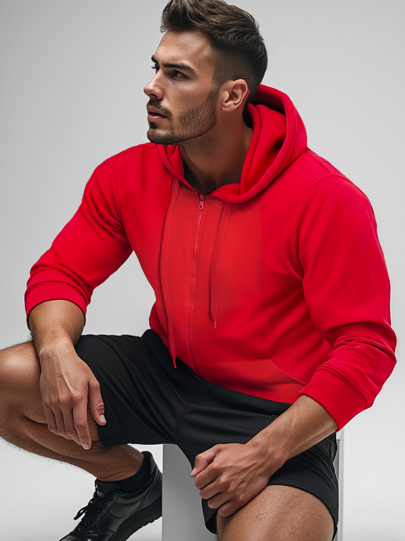 Ανδρικό Φούτερ με Κουκούλα Κόκκινο OZONEE JS/2008