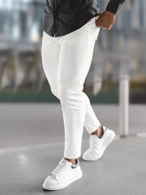 Ανδρικό παντελόνι chino εκρού OZONEE O/P4049Z