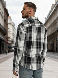 Ανδρικό πουκάμισο μαύρο άσπρο OZONEE NB/MC728N/3