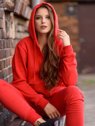 Γυναικείο φούτερ με κουκούλα Κόκκινο OZONEE JS/W03Z