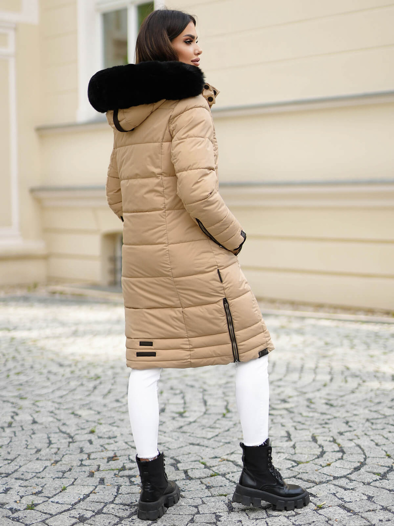 Γυναικείο μπουφάν μπεζ OZONEE O/W377Z