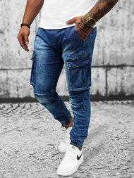 Ανδρικό τζιν παντελόνι jogger μπλε OZONEE DR/TF056Z