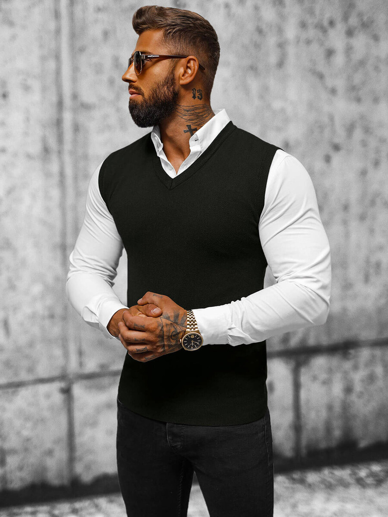 Ανδρικό πουλόβερ μαύρο OZONEE NB/MM6005/4Z