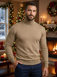 Ανδρικό πουλόβερ kαμήλα OZONEE V/V24504Z