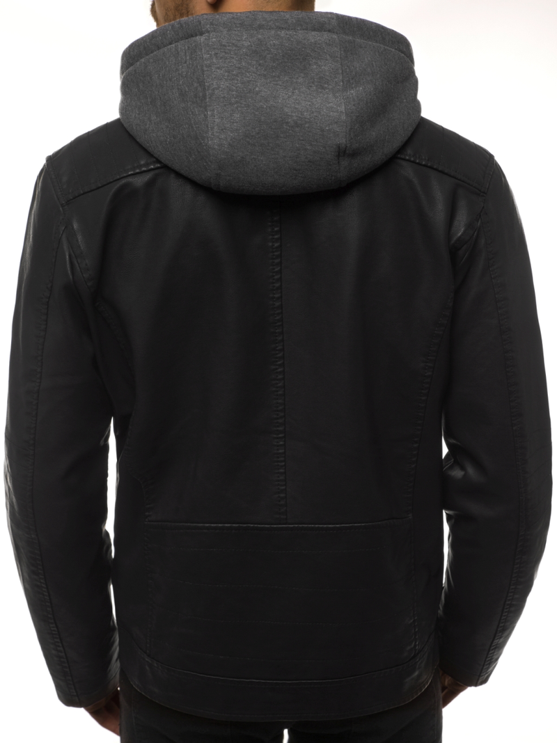 Ανδρικό δερμάτινο μπουφάν μαύρο OZONEE JB/JP1127