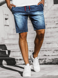 Ανδρικό σόρτς τζιν μπλε-Κόκκινο OZONEE JS/KK1071