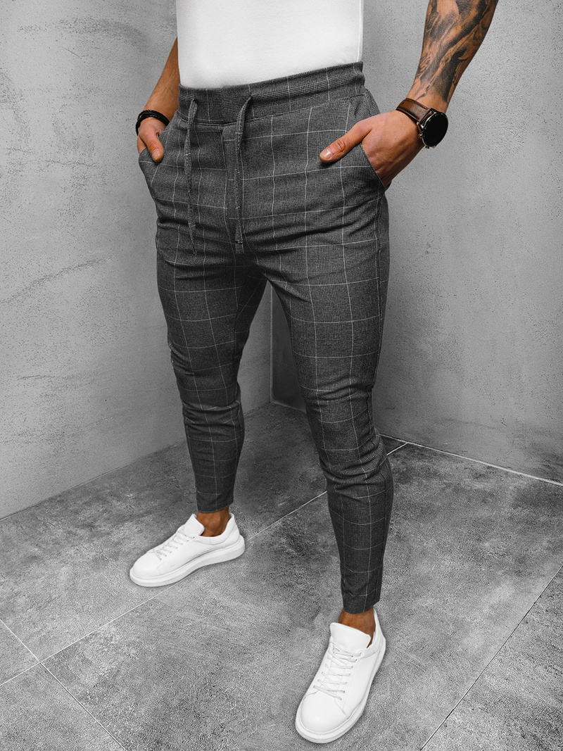 Ανδρικό παντελόνι chino Γραφίτης OZONEE DJ/2304/22