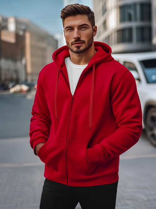 Ανδρικό Φούτερ με Κουκούλα σκούρο-Κόκκινο OZONEE JS/2008Z