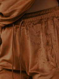 Γυναικείο βελούδινο σετ φόρμας καφέ OZONEE O/8C1175/33Z