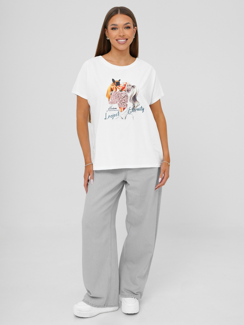 Γυναικείο μπλουζάκι λευκό OZONEE JS/95T2575/1