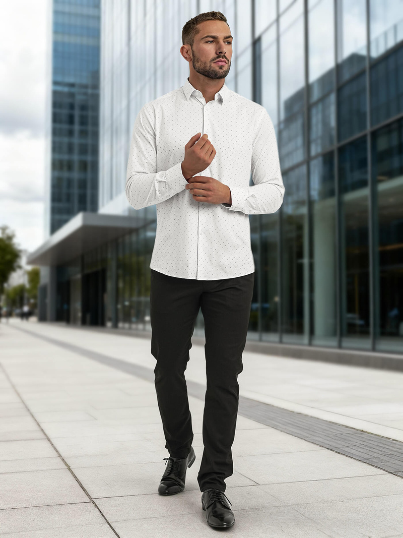 Ανδρικό πουκάμισο λευκό OZONEE V/V185