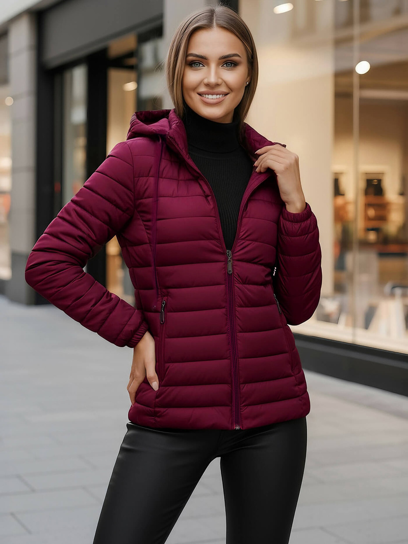 Γυναικείο μπουφάν μπορντό OZONEE JS/16M9103/01Z