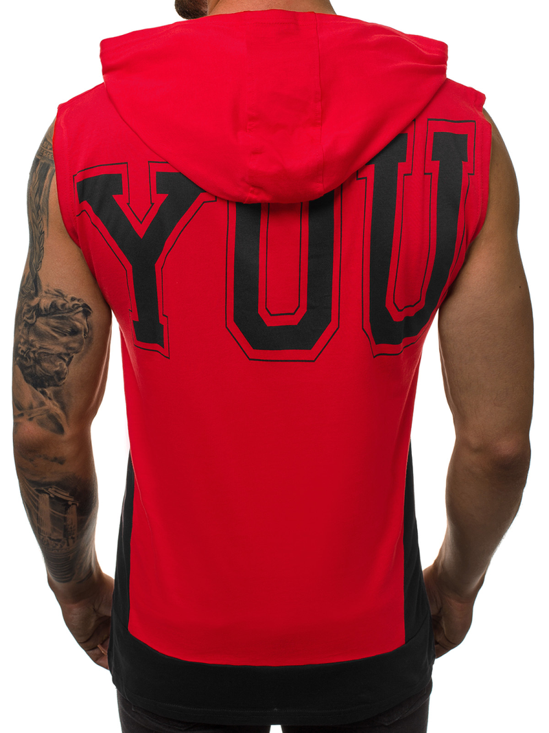 Ανδρικό μπλουζάκι με κουκούλα Κόκκινο OZONEE B/60042Z