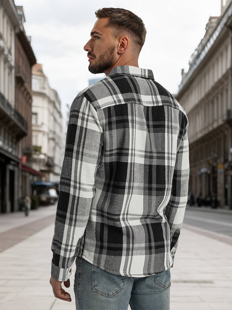 Ανδρικό πουκάμισο μαύρο άσπρο OZONEE NB/MC728N/3